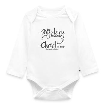 Christian Design Christus in mir Kolosser 1 Vers - Baby Bio-Langarm-Body - Weiß - Vorne