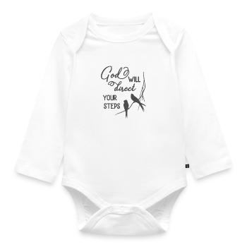 Christian Design God will Direct Your Steps - Organic Longsleeve Baby Bodysuit - white - Front