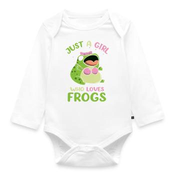 Just A Girl Who Loves Frogs Funny Frog Lover - Baby Bio-Langarm-Body - Weiß - Vorne
