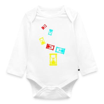 Hourglass icon - Organic Longsleeve Baby Bodysuit - white - Front