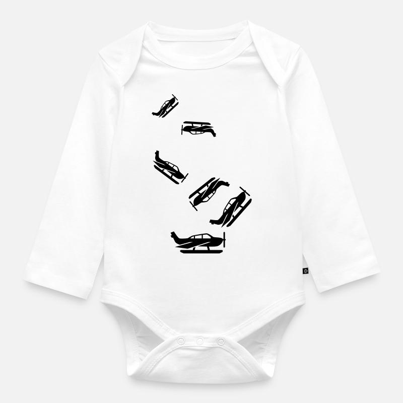 Flugzeug symbol - Baby Bio-Langarm-Body - Weiß