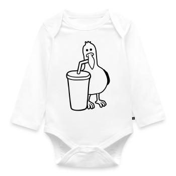 Cola Getränk Möwe trinkt - Baby Bio-Langarm-Body - Weiß - Vorne