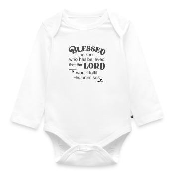 Christian Design Believe the Promises and be - Organic Longsleeve Baby Bodysuit - white - Front