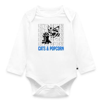 Des chats mignons et des films de pop-corn - Body Bébé bio manches longues - blanc - Devant