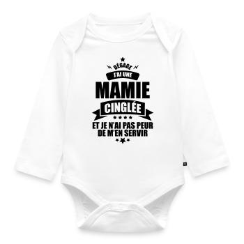 dégage j'ai une mamie cinglée - Body Bébé bio manches longues - blanc - Devant