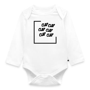 Clap clap clap ! Motif noir - Body Bébé bio manches longues - blanc - Devant