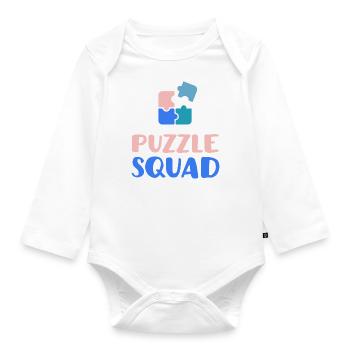 Jigsaw Puzzle Squad Funny Saying Hobby Puzzling - Organic Longsleeve Baby Bodysuit - white - Front
