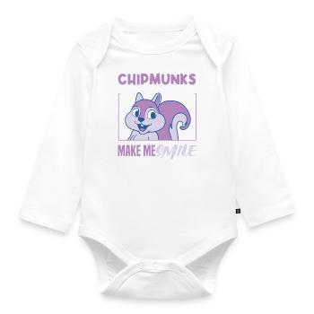 Chipmunks Smile Cute Forest Animal Nature - Organic Longsleeve Baby Bodysuit - white - Front
