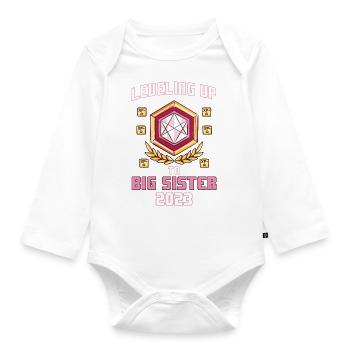 Fille Bébé Grossesse Grande Sœur 2023 - Body Bébé bio manches longues - blanc - Devant
