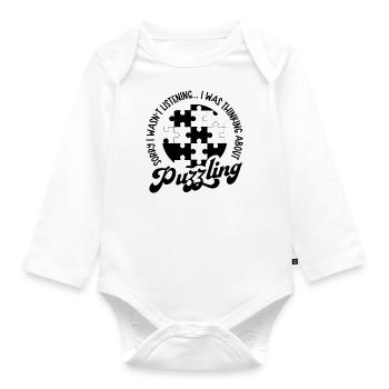 Puzzle Master Funny Hobby Jigsaw Puzzling - Organic Longsleeve Baby Bodysuit - white - Front