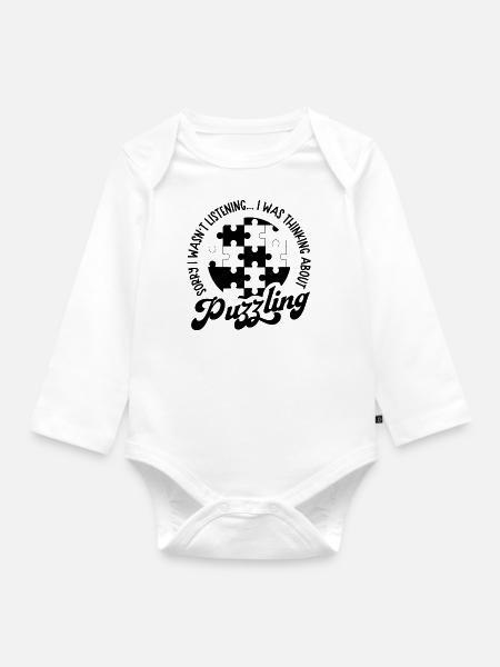 Puzzle Master Lustiges Hobby-Puzzle - Baby Bio-Langarm-Body - Weiß