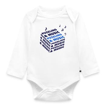 Puzzling and Music Notes Musician Jigsaw - Organic Longsleeve Baby Bodysuit - white - Front