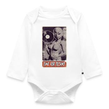 Alienfrau DJ with record for music lovers. - Organic Longsleeve Baby Bodysuit - white - Front