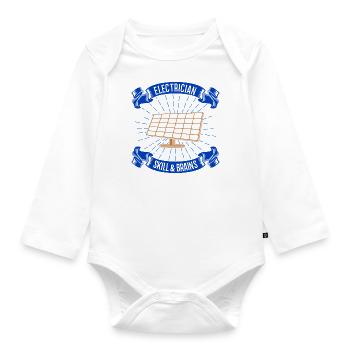 Electrician Ironic Saying Craftsman Voltage - Organic Longsleeve Baby Bodysuit - white - Front