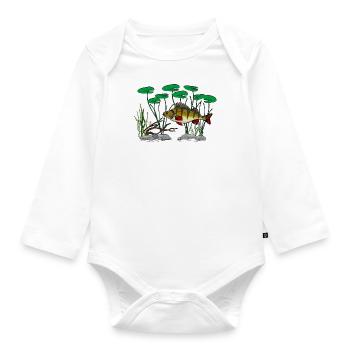 Perch fishing - Organic Longsleeve Baby Bodysuit - white - Front