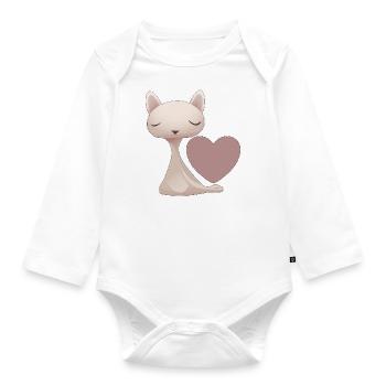 Amour cœur de chat - Body Bébé bio manches longues - blanc - Devant