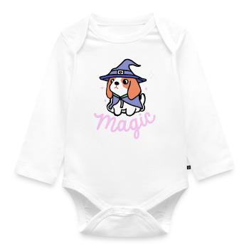 Beagle Magic Wizard Dog Gift Retro - Organic Longsleeve Baby Bodysuit - white - Front