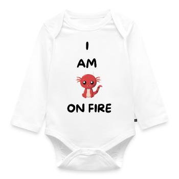 I'M ON FIRE -kawaii dragon - funny gift - Organic Longsleeve Baby Bodysuit - white - Front