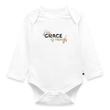 Christian Design His Grace is Enough - Organic Longsleeve Baby Bodysuit - white - Front