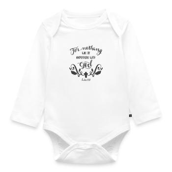 Design chrétien Pour rien ne sera impossible - Body Bébé bio manches longues - blanc - Devant