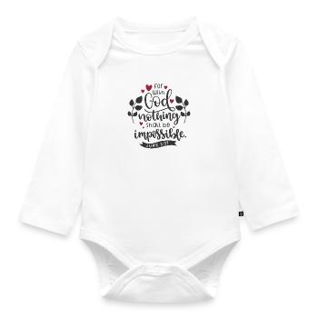 Dessein chrétien Avec Dieu, rien ne sera - Body Bébé bio manches longues - blanc - Devant