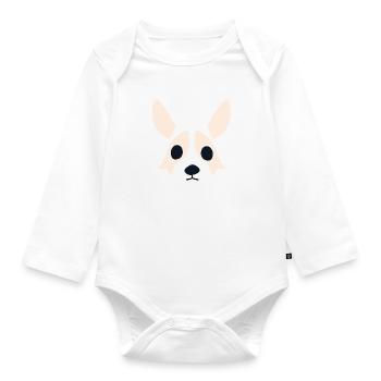 Corgi Rosa - Organic Longsleeve Baby Bodysuit - white - Front