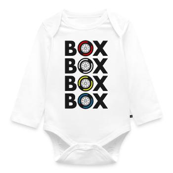Box Box Box Box Grand Prix Tyres Compound Design - Organic Longsleeve Baby Bodysuit - white - Front