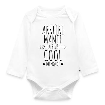 Mamie , Mamy , Grand Mere , Grand-Mère , Bébé - Body Bébé bio manches longues - blanc - Devant