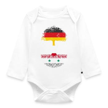 Deutsch mit Syrischen Wurzeln Abstammung - Baby Bio-Langarm-Body - Weiß - Vorne