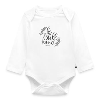 Christliches Design Sei still und weiß - Baby Bio-Langarm-Body - Weiß - Vorne