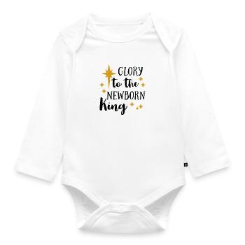 Christliches Design Ruhm dem neugeborenen König - Baby Bio-Langarm-Body - Weiß - Vorne
