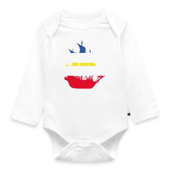 Mecklenburg-Western Pomerania boat - Organic Longsleeve Baby Bodysuit - white - Front