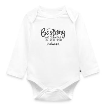 Christliches Design Sei stark und mutig Josua - Baby Bio-Langarm-Body - Weiß - Vorne