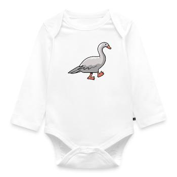 Life With Geese Cute Ironic Goose Bird - Organic Longsleeve Baby Bodysuit - white - Front