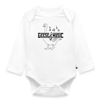Geese and Music Notes Musician Cute Goose - Organic Longsleeve Baby Bodysuit - white - Front