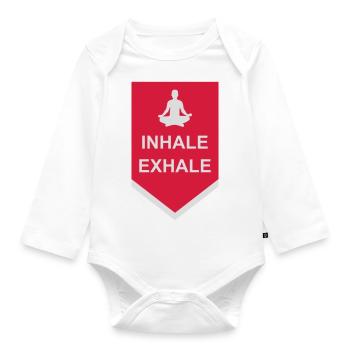Inspirez expirez Yoga citation - Body Bébé bio manches longues - blanc - Devant