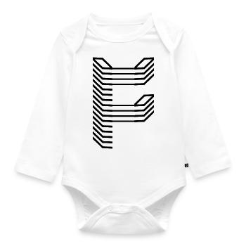 Einzigartiger Buchstabe F Logo Design "Schwarz" - Baby Bio-Langarm-Body - Weiß - Vorne