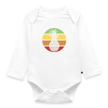 Manger des ananas, c'est ironique, dire fruits - Body Bébé bio manches longues - blanc - Devant