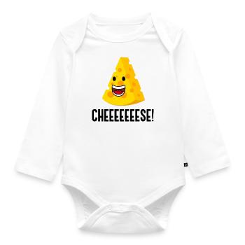 Cheeeeese Funny Quote Cheesemaker Organic Food - Organic Longsleeve Baby Bodysuit - white - Front