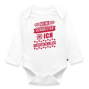 Schwester & Ich (unzertrennlich) - Baby Bio-Langarm-Body - Weiß - Vorne