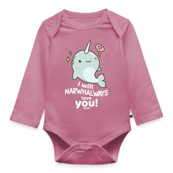 Narval - Body Bébé bio manches longues - mauve - Devant