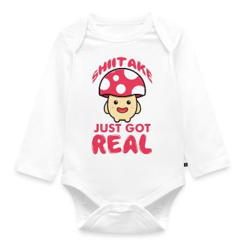Mushroom pickers and mushroom friends - Organic Longsleeve Baby Bodysuit - white - Front