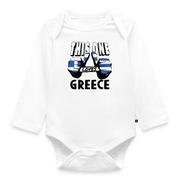 Grèce Drapeau Hellas Athènes Drapeau grec - Body Bébé bio manches longues - blanc - Devant