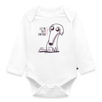 Laisse-moi le faire pour toi - Long Nose Borzoi Dog - Body Bébé bio manches longues - blanc - Devant