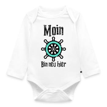 Moin bin neu hier Geburt Baby Hamburg Anker - Baby Bio-Langarm-Body - Weiß - Vorne