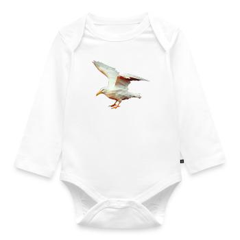 North Sea Coast Seagull - Organic Longsleeve Baby Bodysuit - white - Front