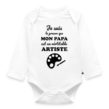 mon papa est un artiste - Body Bébé bio manches longues - blanc - Devant
