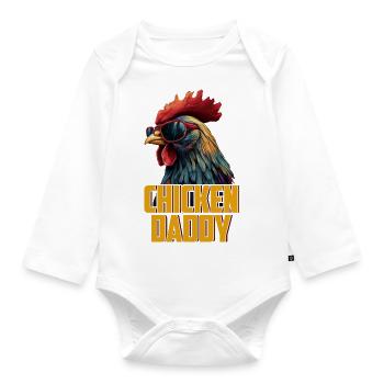 Poulet Papa Poulets Fête des pères Volaille Éleveur Coq - Body Bébé bio manches longues - blanc - Devant