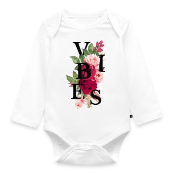 Vibes Blumen - Baby Bio-Langarm-Body - Weiß - Vorne