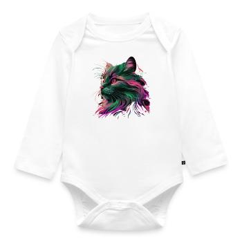Cat miaw love, cat lovers, miaw, meow - Organic Longsleeve Baby Bodysuit - white - Front